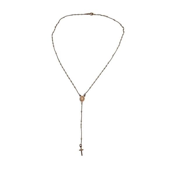 925 Sterling Silver Y Drop Lariat Necklace Holy Mary Christianity Faith Believe - Picture 1 of 7